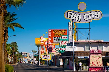 Motels and Wedding Chapel, The Strip, Las Vegas, Nevada, United States of America, North America Stock Photo - Rights-Managed, Code: 841-03677319