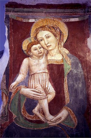 Fresko der Madonna mit dem Jesuskind, Kathedrale von Amalfi, Amalfi, Costiera Amalfitana, UNESCO World Heritage Site, Campania, Italien, Europa Stockbilder - Lizenzpflichtiges, Bildnummer: 841-03677485