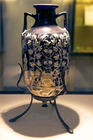 Decorated glass vase, National Archaeological Museum, Naples, Campania, Italy, Europe Stock Photo - Rights-Managed, Code: 841-03677495