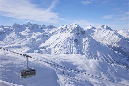 Rufikopf cable car, Stubenbach, Lech, near St. Anton am Arlberg, in winter snow, Austrian Alps, Austria, Europe Stock Photo - Rights-Managed, Code: 841-03677514