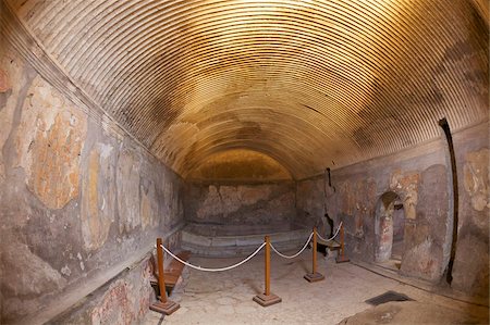 Roman central baths strigilate barrel vault, Herculaneum, UNESCO World Heritage Site, Campania, Italy, Europe Foto de stock - Direito Controlado, Número: 841-03677517