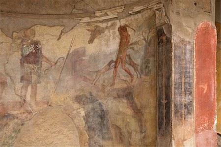 pompei - Fresco of hunting scene in House of the Menander, Pompeii, UNESCO World Heritage Site, Campania, Italy, Europe Foto de stock - Con derechos protegidos, Código: 841-03677526