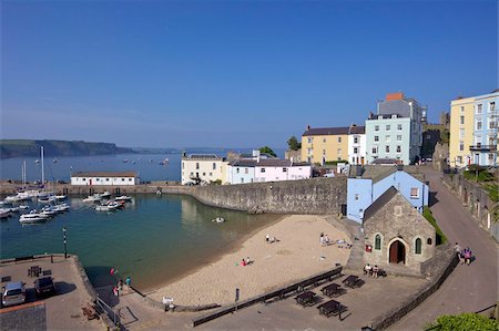 pembrokeshire coast national park - The old historic harbour in evening summer sunshine, Tenby, Pembrokeshire National Park, West Wales, Wales, United Kingdom, Europe Stock Photo - Rights-Managed, Code: 841-03677553