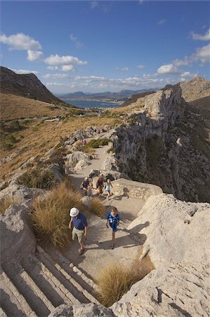 Tourists walking up to the Mirador des Colomer, Formentor Peninsula, Majorca, Balearic Islands, Spain, Mediterranean, Europe Stock Photo - Rights-Managed, Code: 841-03677599