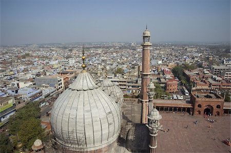 Die Aussicht vom Minarett der Kuppel in der Jami Masjid Moschee in Old Dehli, Indien, Asien Stockbilder - Lizenzpflichtiges, Bildnummer: 841-03672254