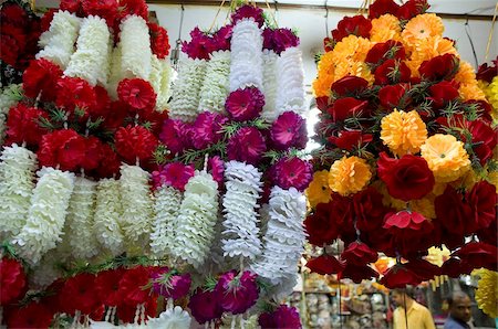 decoration - Garlands of colourful artificial flowers for sale in the market in Old Delhi, India, Asia Stock Photo - Rights-Managed, Code: 841-03672256