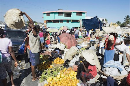 Street market, Port au Prince, Haiti, West Indies, Caribbean, Central America Foto de stock - Direito Controlado, Número: 841-03672749