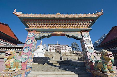 Monastère de Tengboche, Tengboche, Solu Khumbu Everest région, Parc National de Sagarmatha, Himalaya, Népal, Asie Photographie de stock - Rights-Managed, Code: 841-03672787