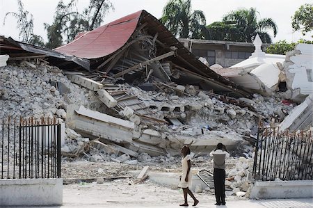 damage - January 2010 earthquake damage, downtown, Port au Prince, Haiti, West Indies, Caribbean, Central America Stock Photo - Rights-Managed, Code: 841-03672780