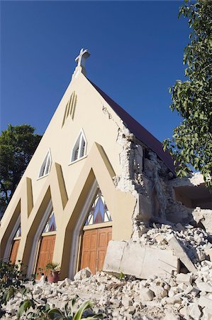 St. Therese church, January 2010 earthquake damage, Port au Prince, Haiti, West Indies, Caribbean, Central America Stock Photo - Rights-Managed, Code: 841-03672781