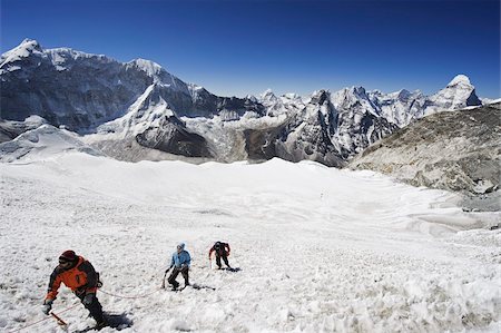 Climbers on an ice wall, Island Peak 6189m, Solu Khumbu Everest Region, Sagarmatha National Park, Himalayas, Nepal, Asia Stock Photo - Rights-Managed, Code: 841-03672838