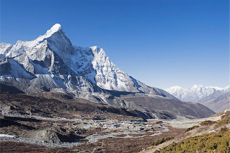 Chukhung resort and Ama Dablam, 6812m, Solu Khumbu Everest Region, Sagarmatha National Park, Himalayas, Nepal, Asia Stock Photo - Rights-Managed, Code: 841-03672853