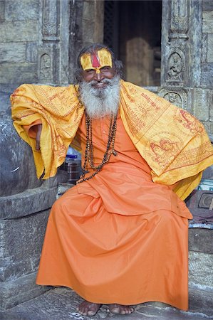 sadhu - Sadhu (Holy Man) at Hindu pilgrimage site, Pashupatinath, Kathmandu, Nepal, Asia Stock Photo - Rights-Managed, Code: 841-03672866