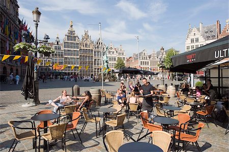 Outdoor cafe, Grote Markt, Antwerp, Flanders, Belgium, Europe Foto de stock - Con derechos protegidos, Código: 841-03673042