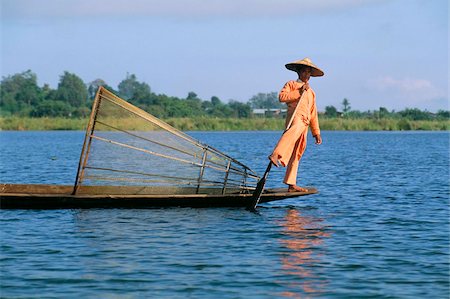 Fisherman, Inle Lake, Shan State, Myanmar (Burma), Asia Foto de stock - Direito Controlado, Número: 841-03673172