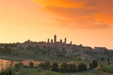 san gimignano - San Gimignano at sunset, Siena province, Tuscany, Italy, Europe Stock Photo - Rights-Managed, Code: 841-03673182
