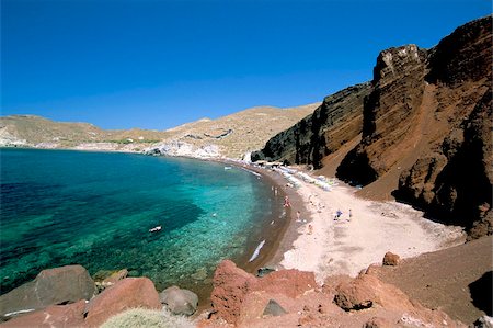 Red beach, Akrotiri, island of Santorini (Thira), Cyclades Islands, Aegean, Greek Islands, Greece, Europe Foto de stock - Direito Controlado, Número: 841-03673274