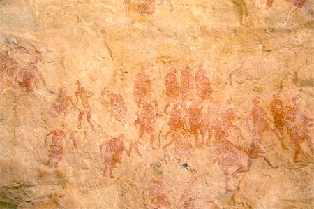 Primitive cave painting, Akakus, Sahara desert, Fezzan, Libya, North Africa, Africa Stock Photo - Rights-Managed, Code: 841-03673329