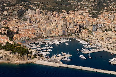 View from helicopter of Monte Carlo, Monaco, Cote d'Azur, Europe Foto de stock - Direito Controlado, Número: 841-03673443