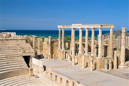 simsearch:841-02918245,k - Théâtre, Leptis Magna, Site du patrimoine mondial de l'UNESCO, la Tripolitaine, la Libye, en Afrique du Nord, Afrique Photographie de stock - Rights-Managed, Code: 841-03673472