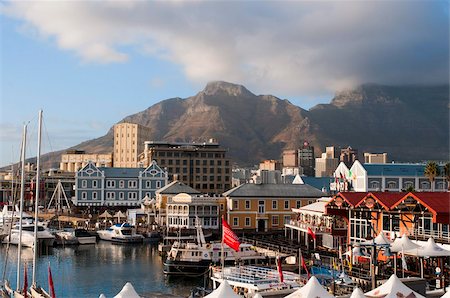 V & A Waterfront with Table Mountain in background, Cape Town, South Africa, Africa Stock Photo - Rights-Managed, Code: 841-03673601