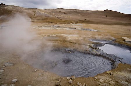 Hverir geothermal fields at the foot of Namafjall mountain, Myvatn lake area, Iceland, Polar Regions Foto de stock - Direito Controlado, Número: 841-03673704