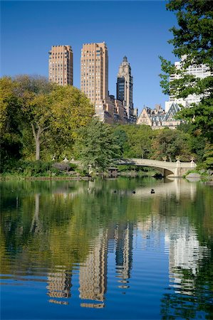 A view of the Bow Bridge and the lake in Central Park in autumn, New York City, New York State, United States of America, North America Stock Photo - Rights-Managed, Code: 841-03867898