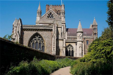 St. Albans Cathedral, a Christian site for over 900 years, the foundations of the current building date from 1077, St. Albans, Hertfordshire, England, United Kingdom, Europe Stock Photo - Rights-Managed, Code: 841-03868138