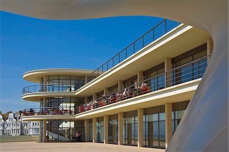 Outdoor stage for performances and exterior of the De La Warr Pavilion, Bexhill on Sea, East Sussex, England, United Kingdom, Europe Stock Photo - Rights-Managed, Code: 841-03868211