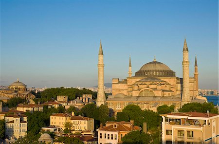 sultanahmet mosque - The Haghia Sophia (Aya Sofya) (Church of Holy Wisdom), a Byzantine monument dating from 532AD, UNESCO World Heritage Site, at sunset, Sultanahmet, Istanbul, Turkey, Europe Stock Photo - Rights-Managed, Code: 841-03868227