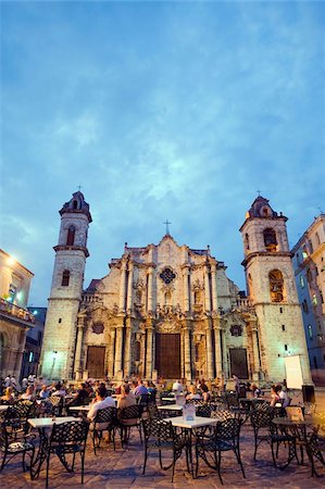 Outdoor dining, San Cristobal Cathedral, Plaza de la Catedral, Habana Vieja (Old Town), UNESCO World Heritage Site, Havana, Cuba, West Indies, Caribbean, Central America Stock Photo - Rights-Managed, Code: 841-03868276