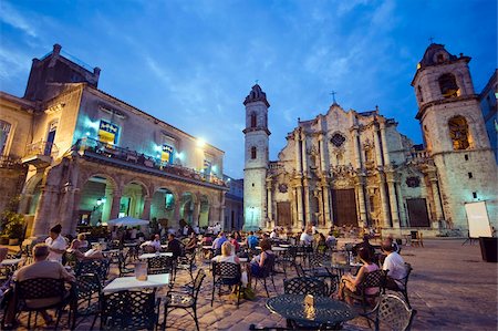 dining, travel - Outdoor dining, San Cristobal Cathedral, Plaza de la Catedral, Habana Vieja Old Town), UNESCO World Heritage Site, Havana, Cuba, West Indies, Caribbean, Central America Stock Photo - Rights-Managed, Code: 841-03868273