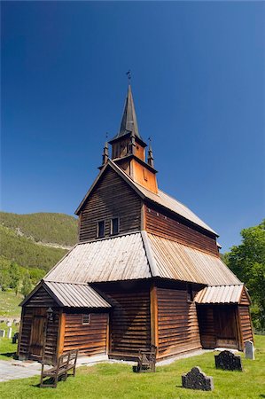 stavely - Stave church dating from 1184 at Kaupanger, Western Norway, Norway, Scandinavia, Europe Stock Photo - Rights-Managed, Code: 841-03868306