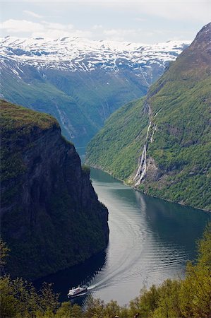 ship (vessel) - Tourist cruise ship on Geiranger Fjord, UNESCO World Heritage Site, Western Fjords, Norway, Scandinavia, Europe Stock Photo - Rights-Managed, Code: 841-03868309