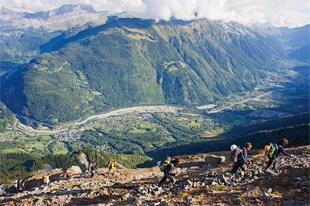 Hikers above Chamonix Valley, Mont Blanc Massif, French Alps, France, Europe Stock Photo - Rights-Managed, Code: 841-03868456
