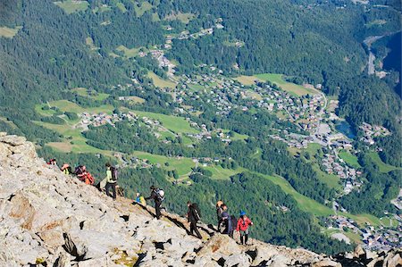 Hikers above Chamonix Valley, Mont Blanc Massif, French Alps, France, Europe Stock Photo - Rights-Managed, Code: 841-03868457