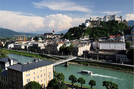 salzburg - View of the old town and fortress Hohensalzburg, seen from Kapuzinerberg, Salzburg, Austria, Europe Stock Photo - Rights-Managed, Code: 841-03868856