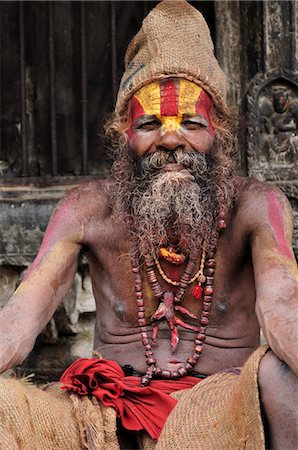 facial decoration - Portrait of Sadhu, Pashupatinath temple, UNESCO World Heritage Site, Kathmandu, Nepal, Asia Stock Photo - Rights-Managed, Code: 841-03868871