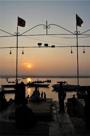 River Ganges (Ganga) at sunrise, Varanasi (Benares), Uttar Pradesh, India, Asia Stock Photo - Rights-Managed, Code: 841-03868921