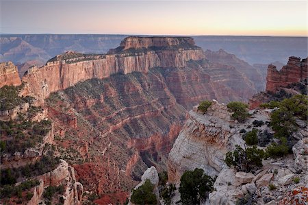 View from Cape Royal at dusk, North Rim, Grand Canyon National Park, UNESCO World Heritage Site, Arizona, United States of America, North America Stock Photo - Rights-Managed, Code: 841-03869191