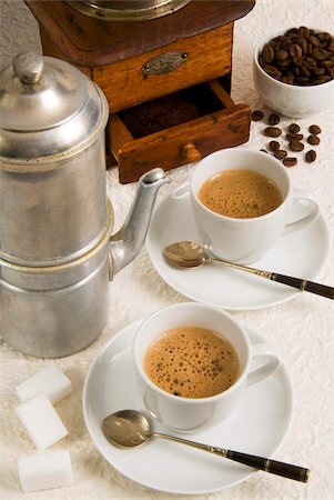 Neapolitan coffee, Neapolitan coffee machine and coffee grinder, Naples, Campania, Italy, Europe Stock Photo - Rights-Managed, Code: 841-03869285