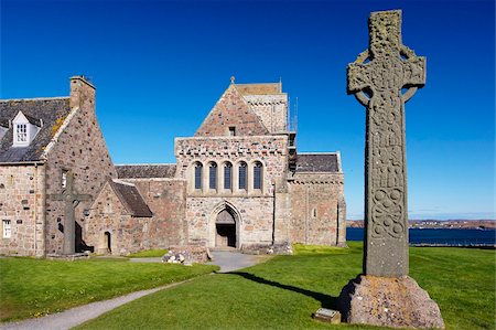 Croix de Saint-Martin, magnifique Celtic sculpté Croix datant du VIIIe siècle, île d'Iona, Hébrides intérieures en Écosse, Royaume-Uni, Europe Photographie de stock - Rights-Managed, Code: 841-03869338