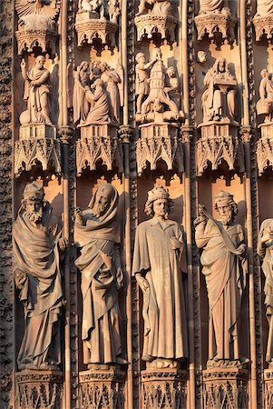 simsearch:841-06445976,k - Statues on left side of central doorway of Notre-Dame Gothic cathedral, red sandstone, UNESCO World Heritage Site, Strasbourg, Alsace, France, Europe Stock Photo - Rights-Managed, Code: 841-03869424