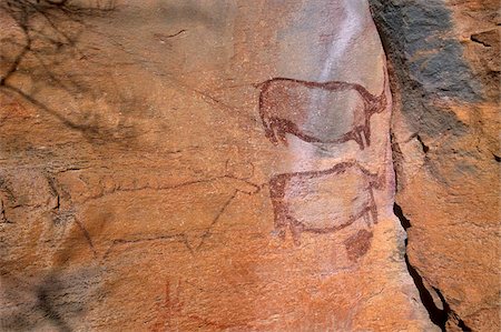 pictograph - Rock art, rhinos, Tsodilo Hills, UNESCO World Heritage Site, Ngamiland, Botswana, Africa. Stock Photo - Rights-Managed, Code: 841-03869482