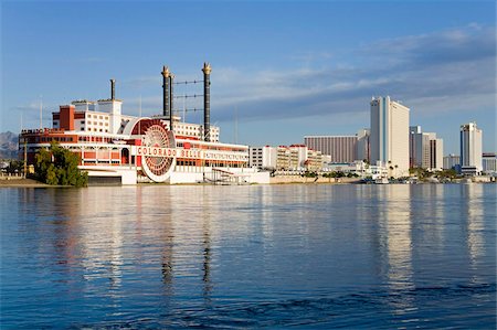 Casinos on the Colorado River, Laughlin City, Nevada, United States of America, North America Stock Photo - Rights-Managed, Code: 841-03869563