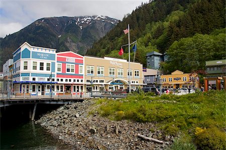 Stores on People's Wharf, Juneau, Southeast Alaska, United States of America, North America Foto de stock - Con derechos protegidos, Código: 841-03869617