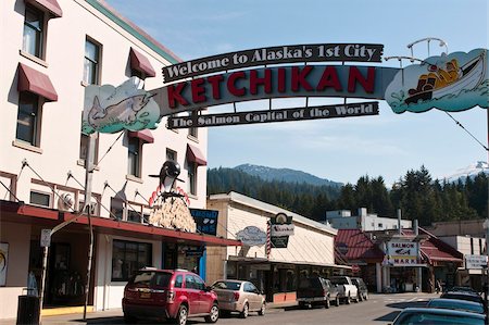 Main Street Ketchikan, südöstlichen Alaska, Vereinigte Staaten von Amerika, Nordamerika Stockbilder - Lizenzpflichtiges, Bildnummer: 841-03869840
