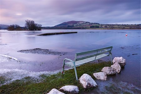 simsearch:841-03869928,k - Empty bench on the frozen shores of Llangorse Lake in the Brecon Beacons National Park in winter, Powys, Wales, United Kingdom, Europe Stock Photo - Rights-Managed, Code: 841-03869949