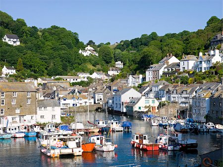 polperro cornwall england - Fishing boats in Polperro Harbour, Polperro, Cornwall, England, United Kingdom, Europe Stock Photo - Rights-Managed, Code: 841-03870016