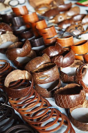 Jewellery made from coconut shells at market, Inhambane, Mozambique, Africa Stock Photo - Rights-Managed, Code: 841-03870138